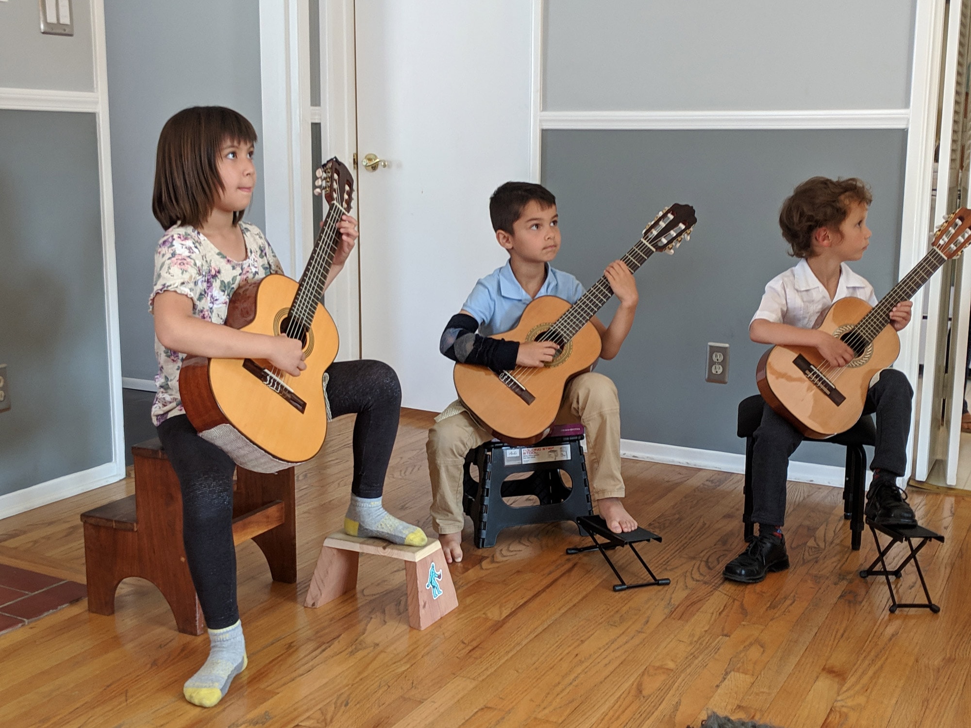 Guitar students rehearsing